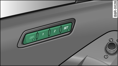 Porte du conducteur : touches de mémorisation de la fonction mémoire